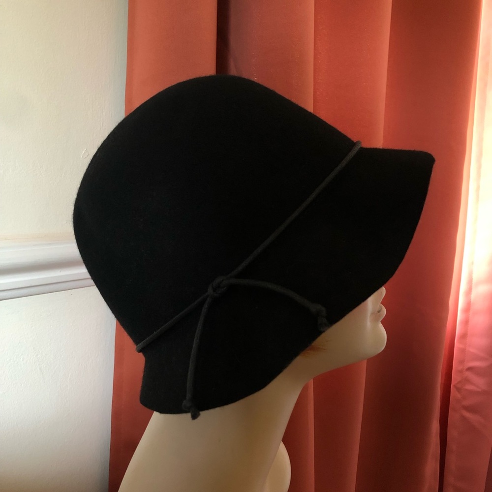 Black Wool Cloche Hat